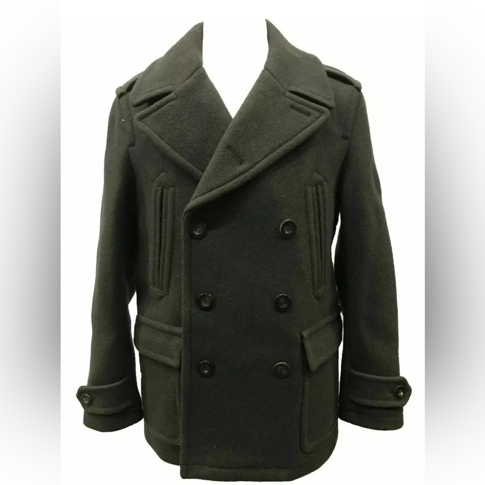 Olive Green Men's Wool Pea Coat  Size large NWOT